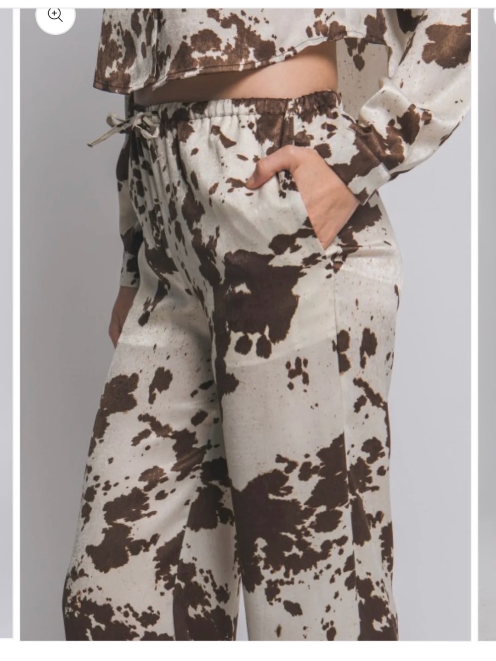 Women's Brown Cow Print Wide-Leg Pants